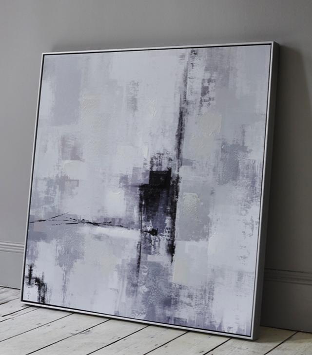 White bedroom– modern abstract canvas wall art